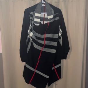 Gorgeous elegant tartan plaid sweater coat